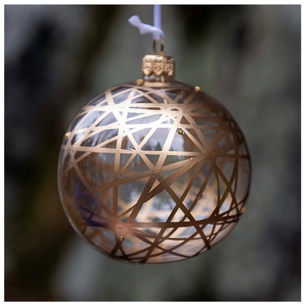 SALE!!! NIB set of 6 Modern Gold glass ornaments with crystal accents